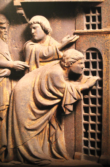 Andrea Pisano, Disciples Visit St John the Baptist, Baptistery of San Giavanni (detail), ca. 1330-36